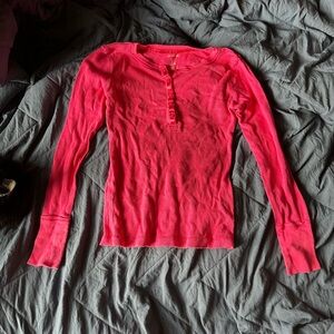 Pink Long Sleeve Henley Top
